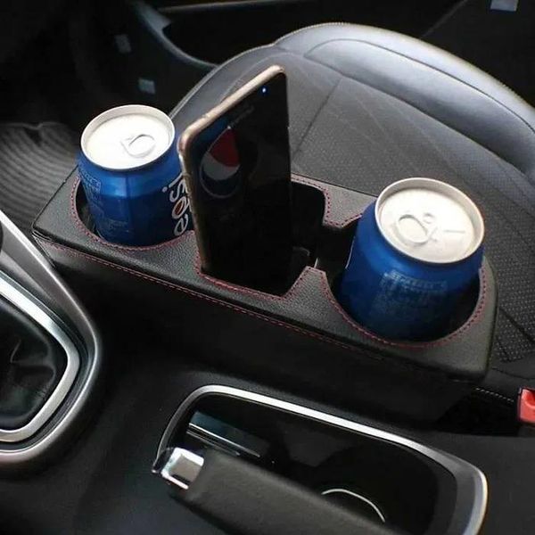 Органайзер- Поставка за чаши и телефон с кожено покритие за Кола А3600