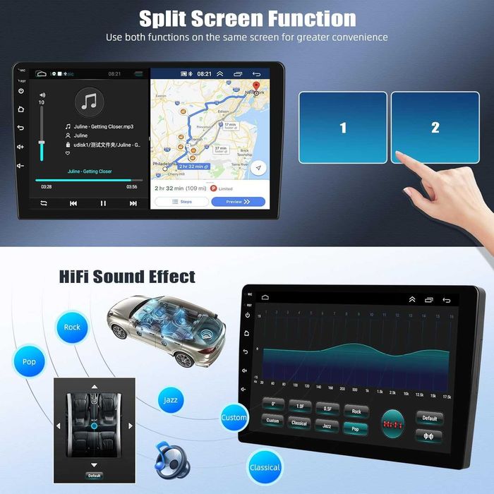 Мултимедия Навигазия за кола за автомобил Carplay Android Auto 2DIN