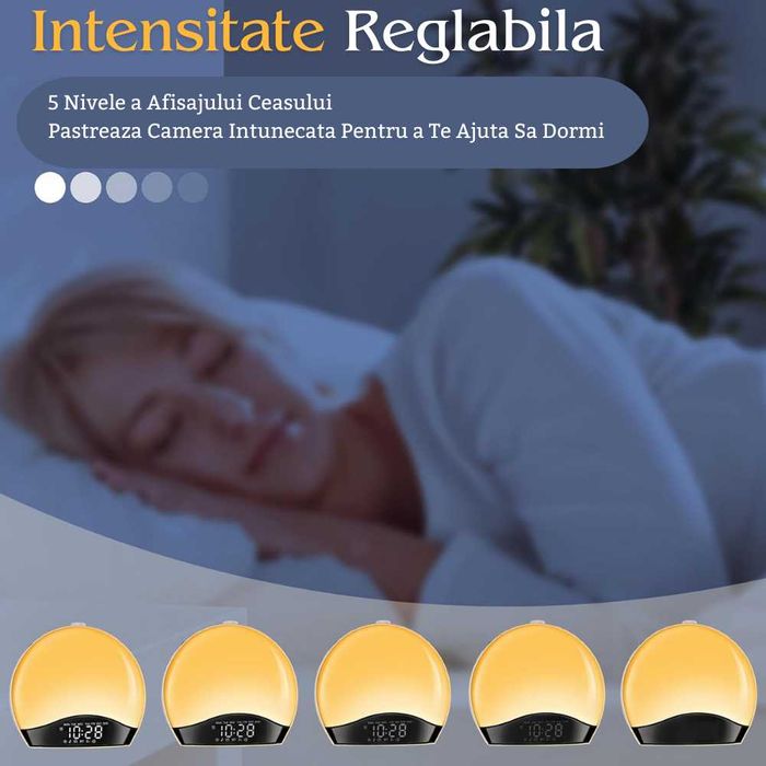 Ceas desteptator multifunctional, , sunete albe si , lampa de veghe