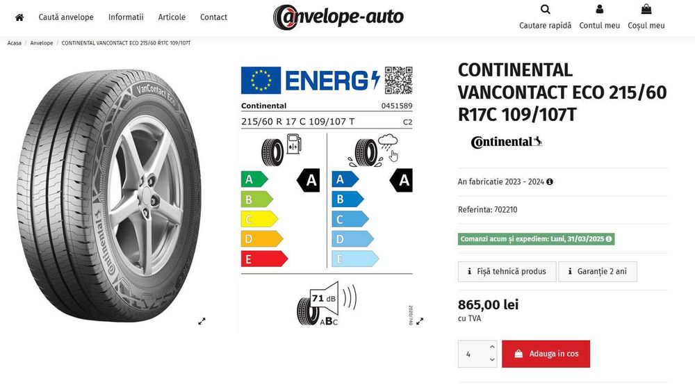 215/60 R17C 109/107T  Continental VANCONTACT ECO