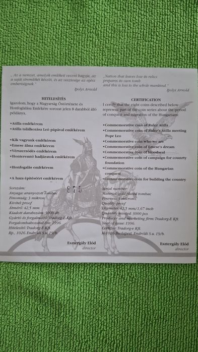 MONEDE "A honfoglalásnak 1100 éves évfordulója"