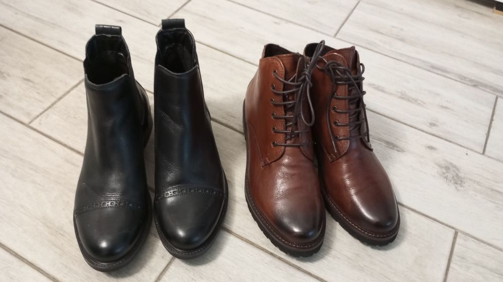 Нови модерни боти, кафяви ест. кожа и черни еко кожа