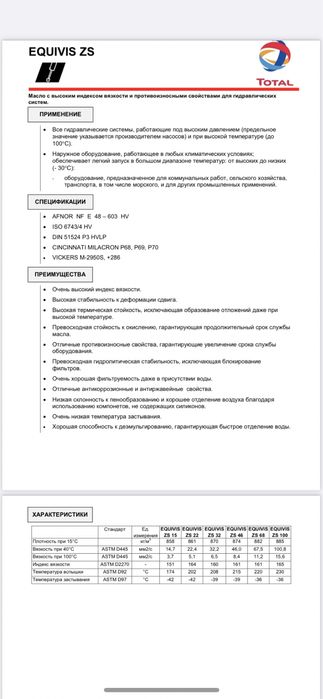 Гидровлическое масло zs46