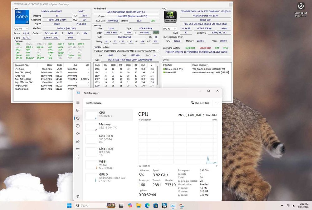 PC Gaming Intel Core i7 14700KF RTX 5070 "BTF"
