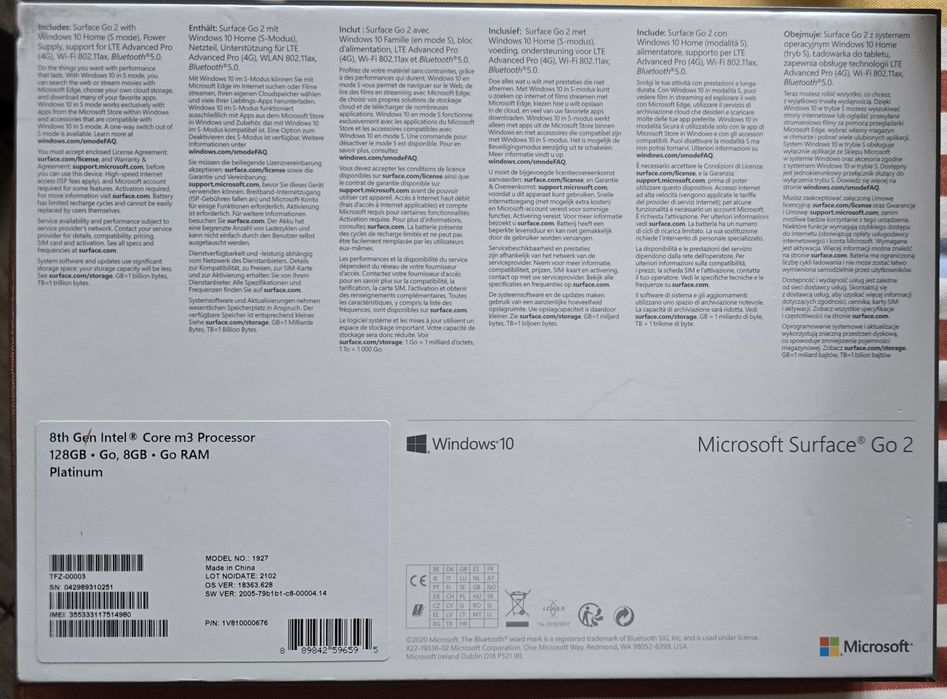 Tableta Microsoft Surface Go2