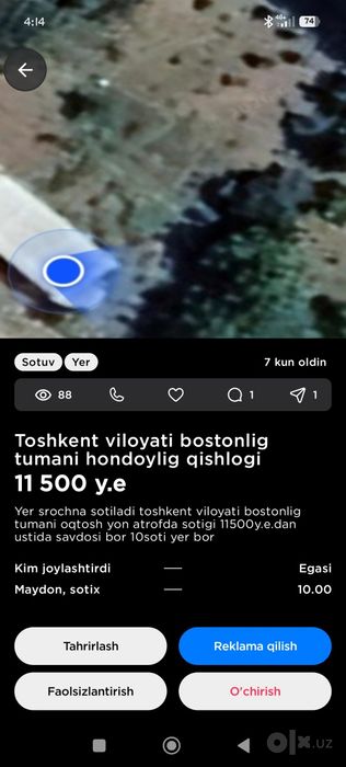 Yer sotiladi 10sotig