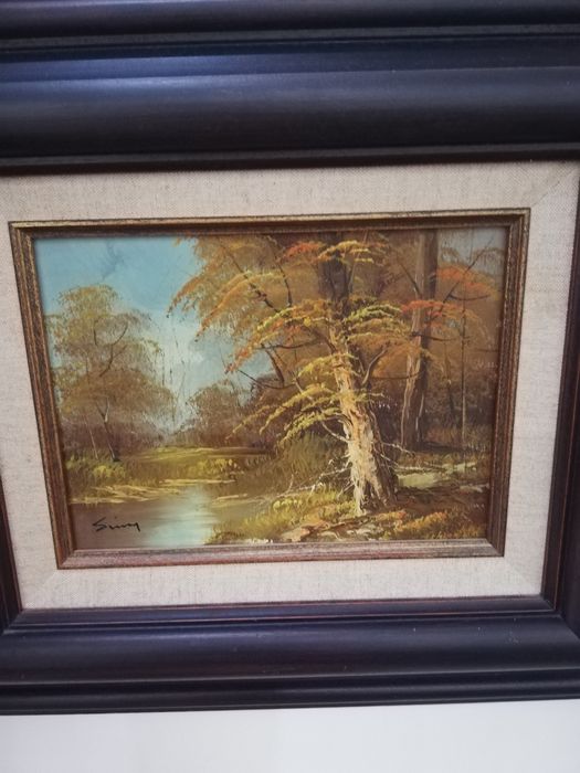 Много красива стара картина. Масло.