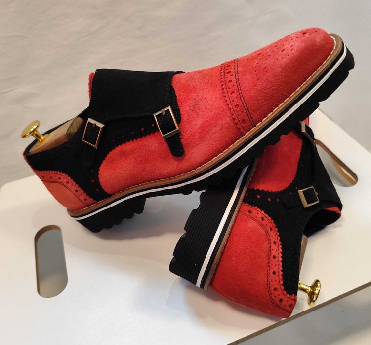 Pantofi monk 42 42.5 43 de lux Girotti NOI lucrati manual piele natura