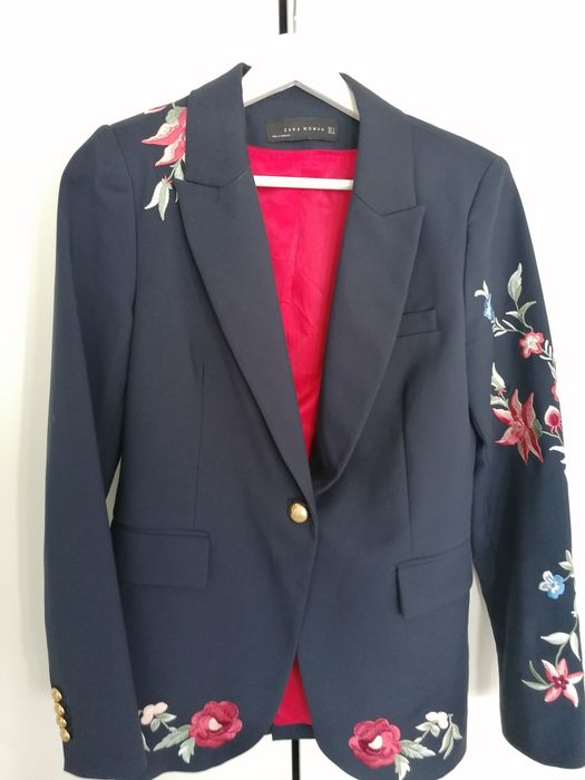 Sacou bleumarin cu broderii Zara, Marime S