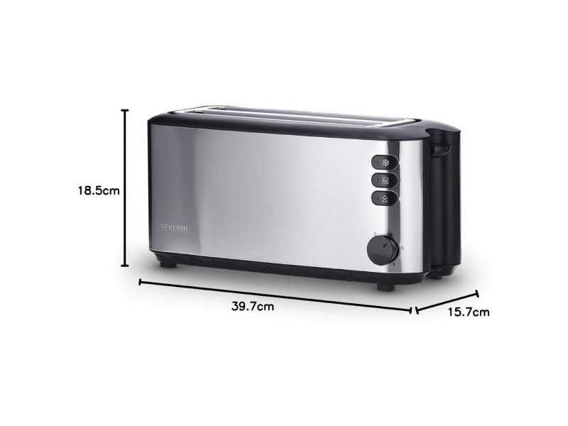 Тостер с 2 слота за Филии Severin AT 2509 - 1400W, Инокс/Черен