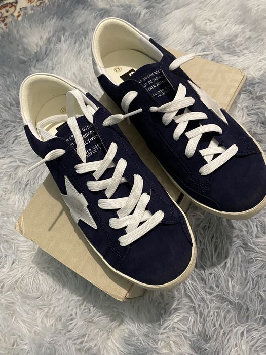 Golden goose navy white кеды/кроссы