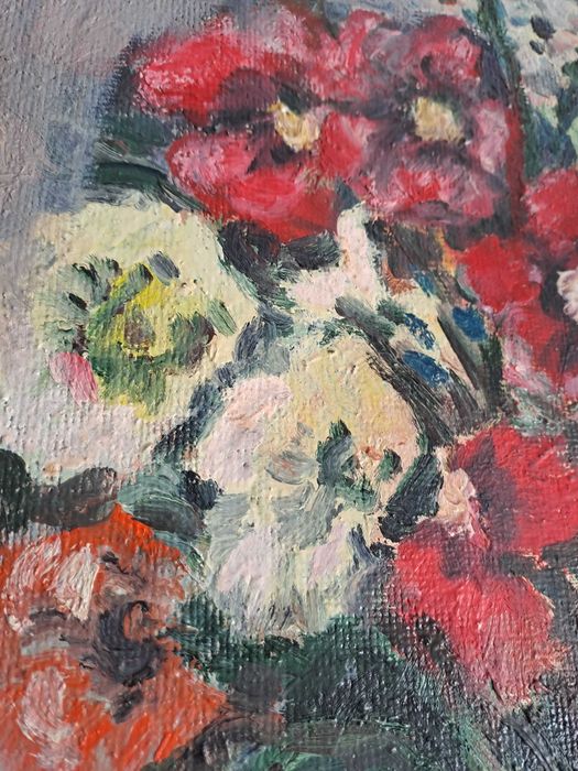 tablou vechi pictura pe pfl 49/37 cm semnat C Stoicescu datat