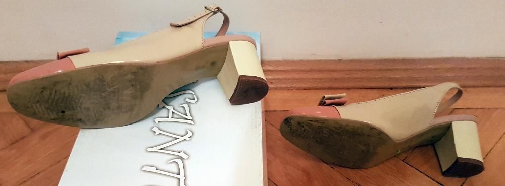 Vand pantofi de piele naturala culoarea crem (luciosi) marimea 37