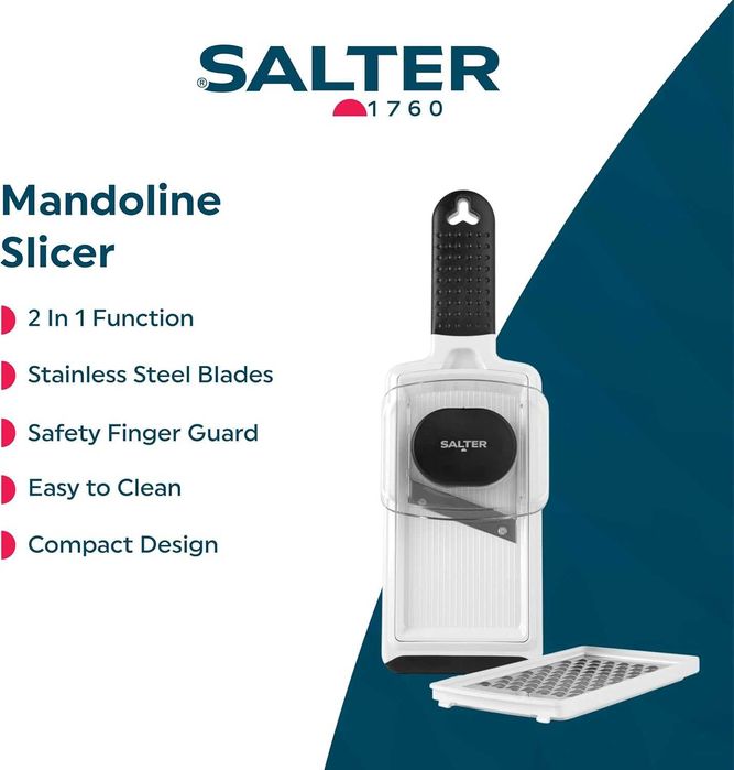 НОВО!!! Ренде Salter BW12925EU7 Мандолина 2 в 1 – многофункционален резач за зеленчуци, сменяеми остриета от неръждаема стомана