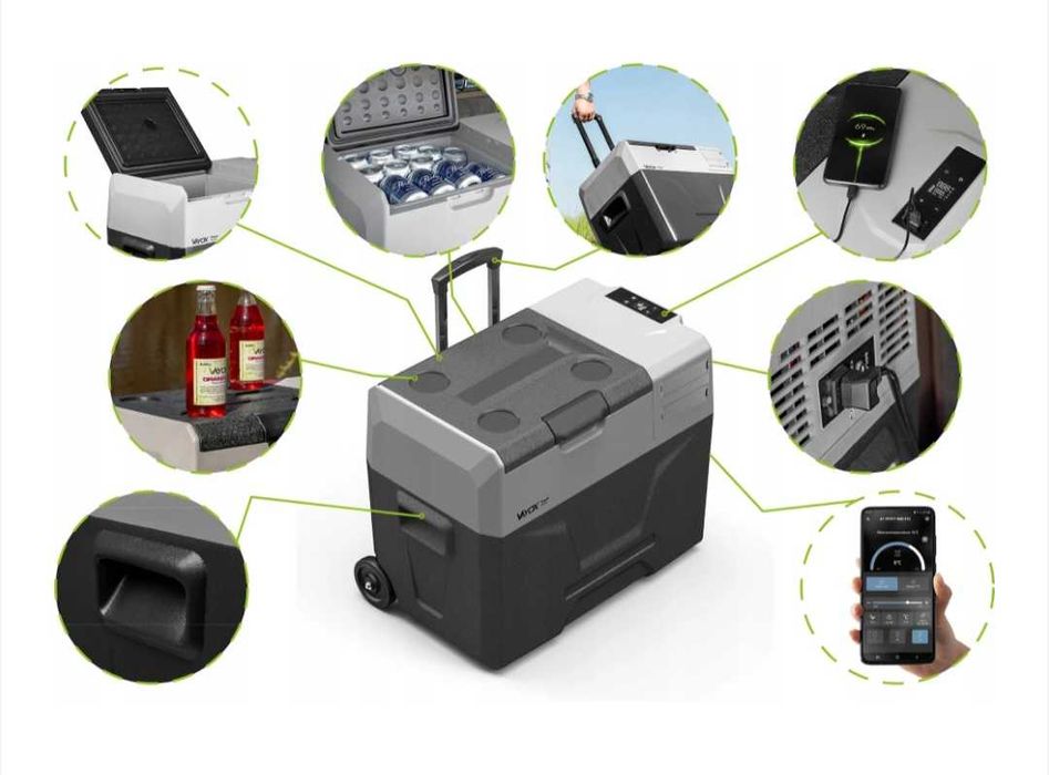 Хладилник с компресор батерия 12v/24v/220v до -20 градуса блутут контр