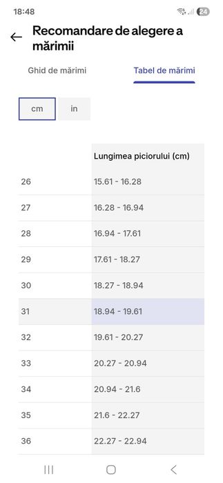 Încălțăminte educatie fizică, mărimea 31