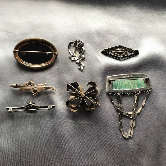 Старинные серебряные броши СССР лот