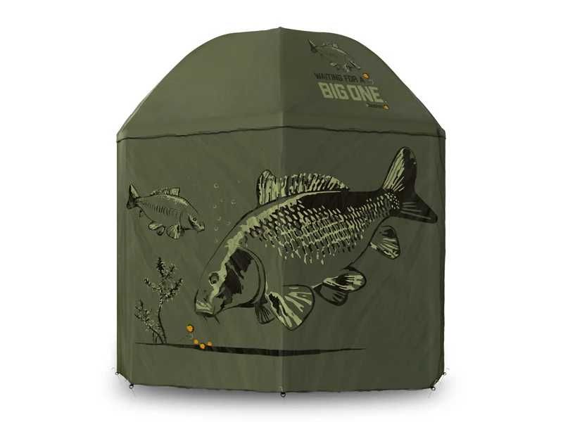 Umbrelă cu paravan Delphin BigOne Carp 250cm – Set complet, ca nou