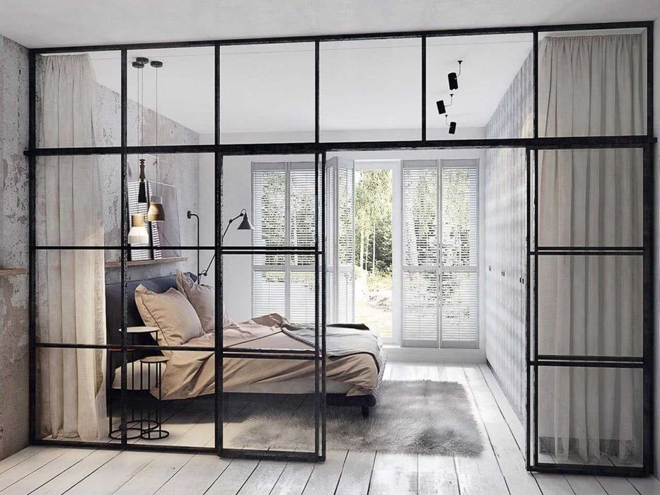 Лофт-перегородки из закалённого стекла под заказ