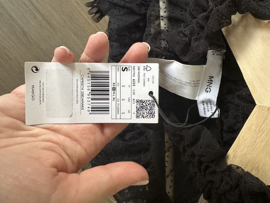 Черна тюлена блуза Mango