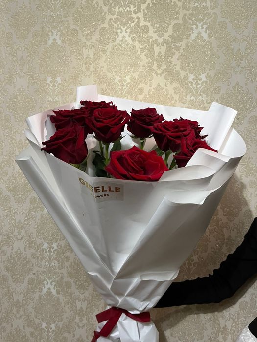 Цветы 9 шт красный роза