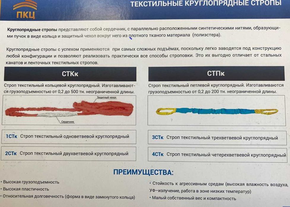 Круглопрядные стропы GROSCO до 500 т, длина до 40 м, Россия