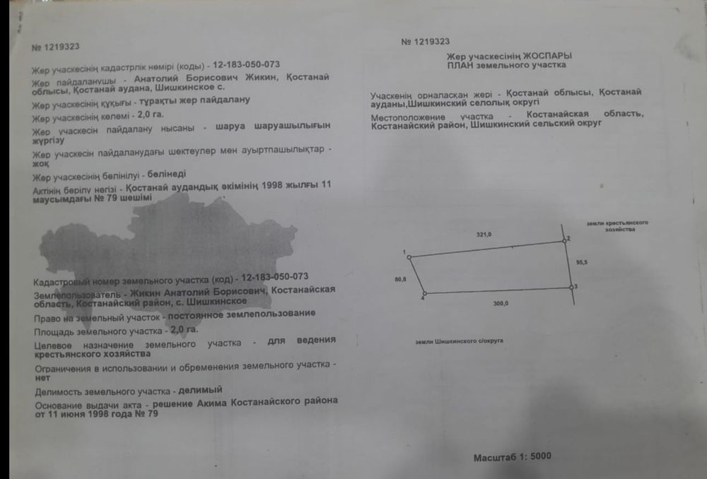Продам землю для ведения к.х.