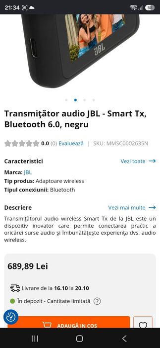 Transmițător audio JBL  Smart tx