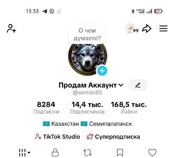 Продам тик ток аккаунт | 14.400 подписчик | 168.500 лайк