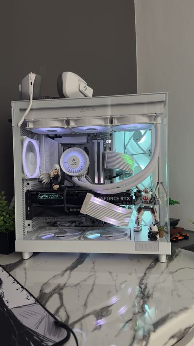 Carcasa nzxt h flow 6 dual chamber mid tower white + fan hub cu 2 fanuri 140 si unu 120