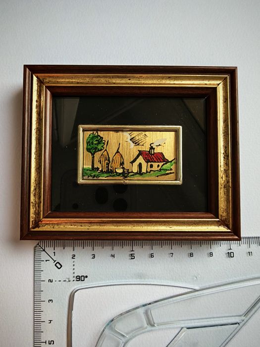 Lot 4 tablouri italiene cu foiță de aur 23K/24K, înrămate, cu certificate