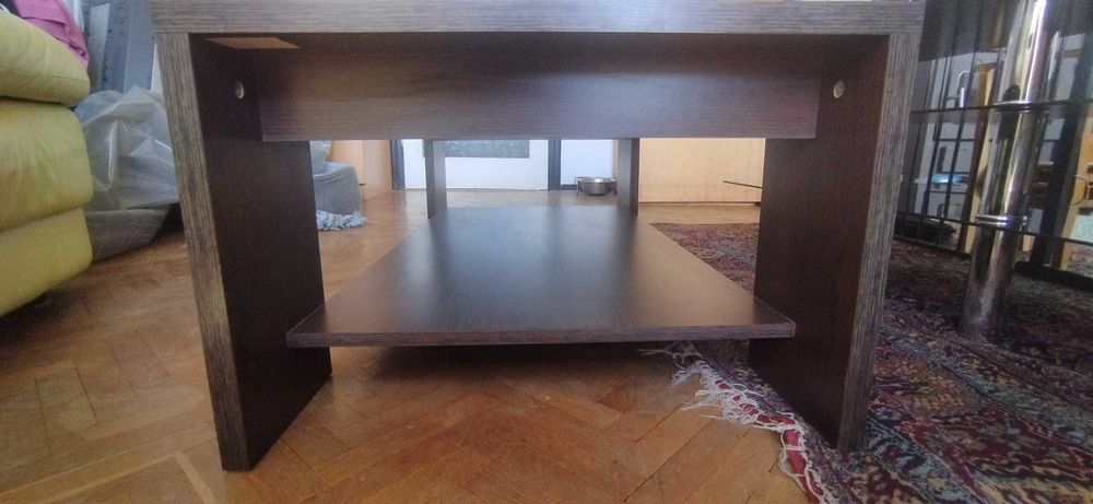 Ниска холна маса Венге ПДЧ и Стъкло 120 х 60 х 41см височина