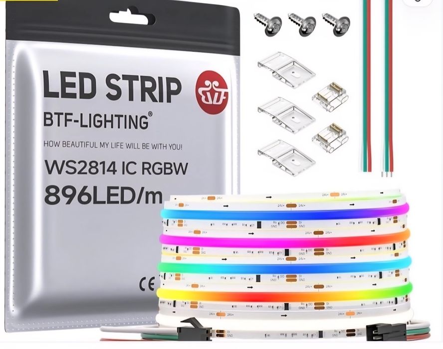 Bandă LED BTF-LIGHTING FCOB 5m RGBNW 896LEDs/m – RGBW, flexibilă