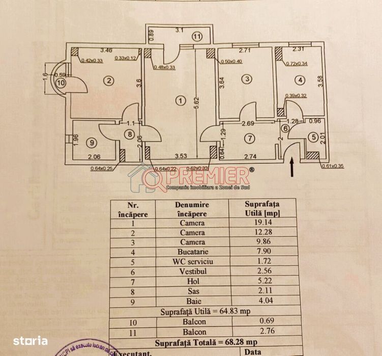 Apartament 3 camere | Șos. Olteniței | 68,28 mp | Etaj 3/8 | Loc de — fotografia 2