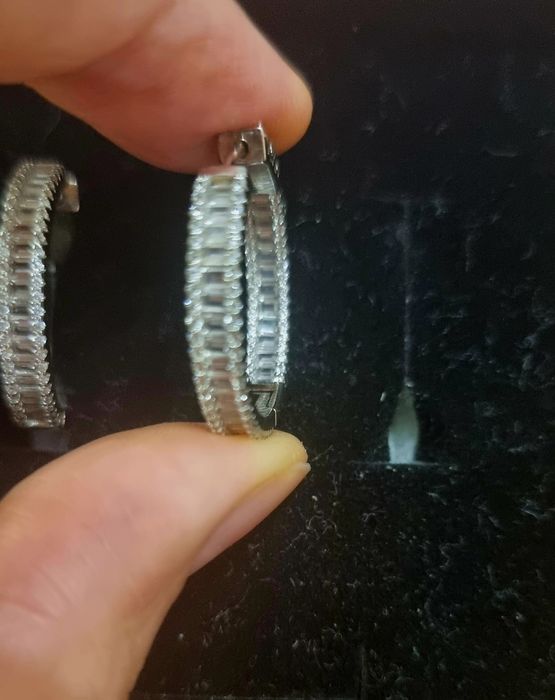 Серебряные серьги-конго с цирконами