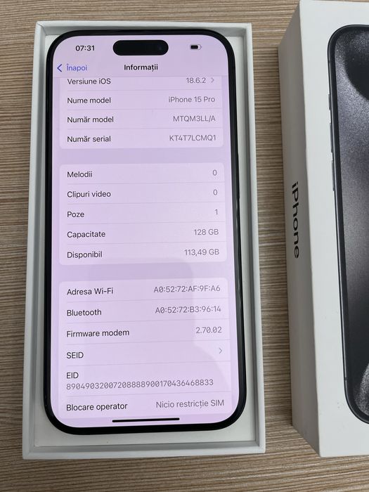 Iphone 15 Pro Black impecabil