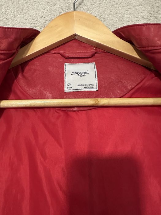 Детско червено кожено яке на Майорал за момиче