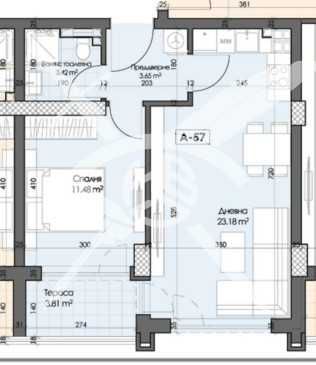 Двустаен апартамент в Кършияка