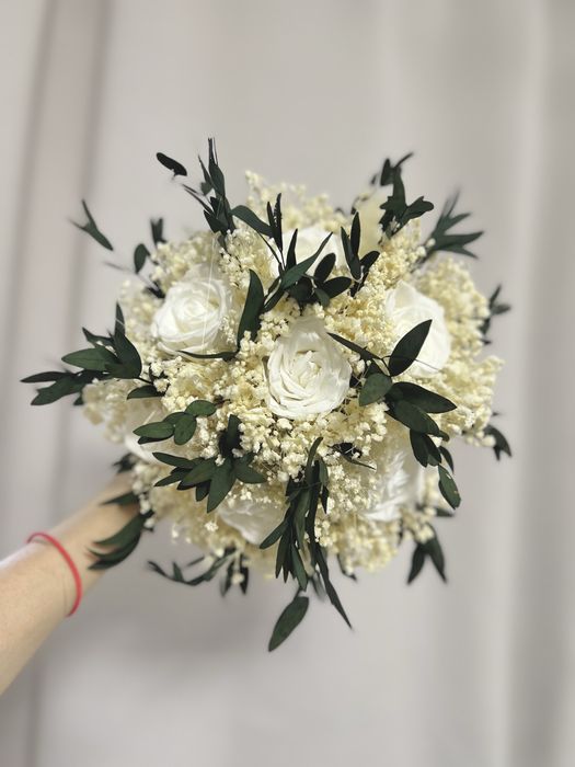 Buchet pentru cununie din trandafiri naturali criogenati