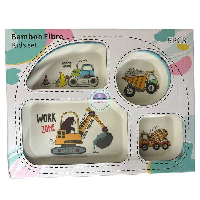 Детски Сервиз за Хранене 5 Части, От Бамбукови Фибри