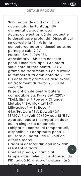 Sublimator acid oxalic nou