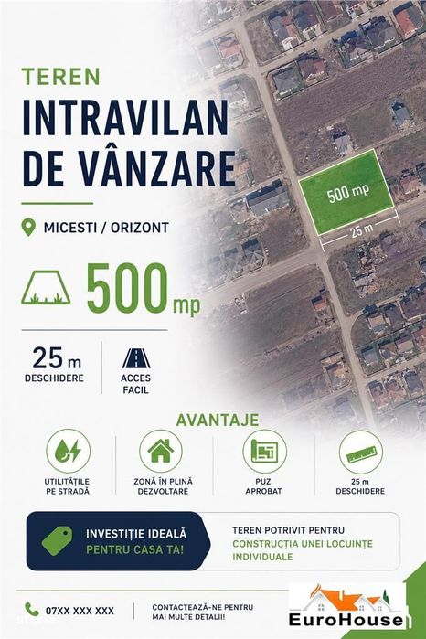 Teren Intravilan de Vanzare Micesti  Cartier Orizont | 500 mp | PUZ Ap