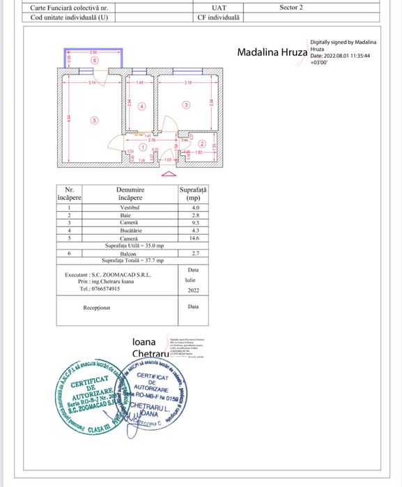 Vand apartament doua camere Pantelimon Str. Armasul Marcu Bucuresti ...