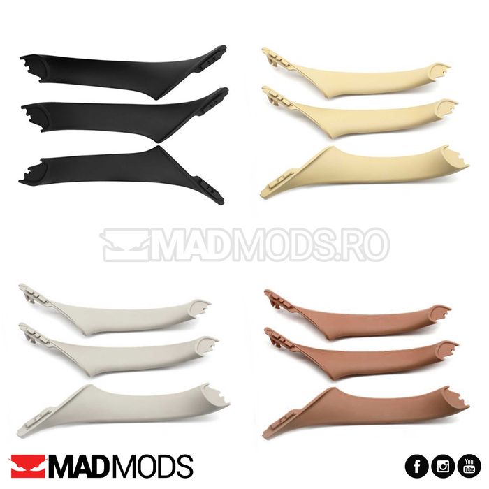 Set 4 manere interior BMW Seria 5 F10 F11, Negre Crem Maro Oyster