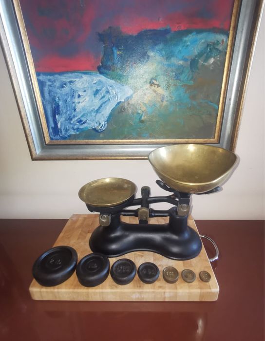 Антикварен кантар винтидж чугун и месинг VICTOR England от 60-70те г.