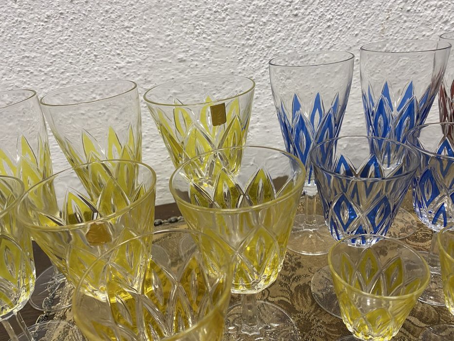 Немски кристални чаши цветно стъкло