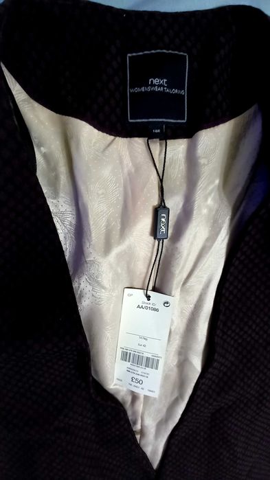 NOU! Sacou Next UK negru-maro model deosebit asimetric in colt, M