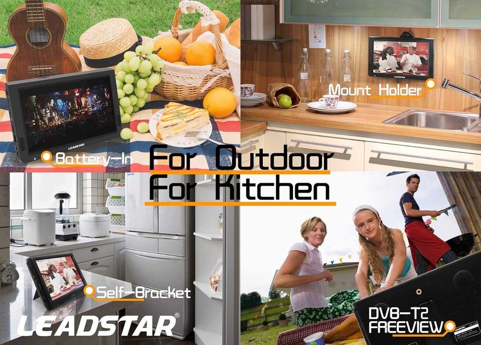 ЧИСТО НОВ тестван D10 LEADSTAR, преносим телевизор DVB-T2 DVB-T TFT HD