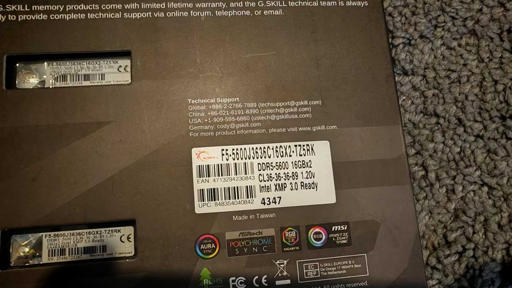 НОВА ! Рам памет G.Skill Trident Z5 2x16GB 32GB RGB 5600MHZ DDR5