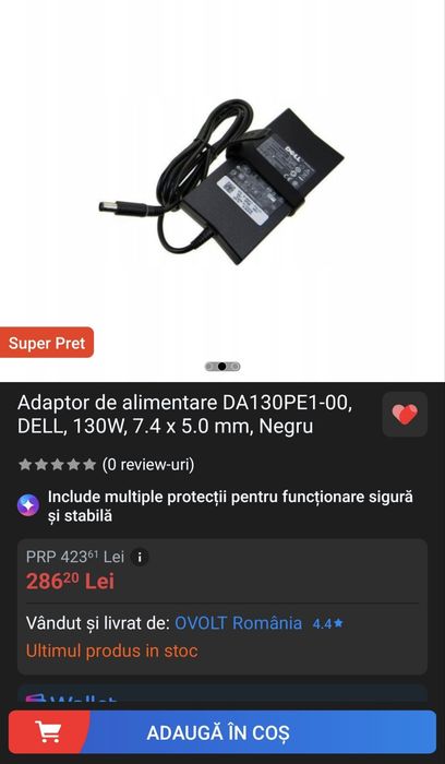 Încărcător laptop  Dell .